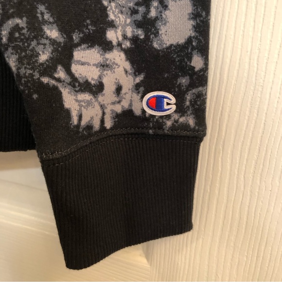 Splattered Charcoal-Blue Champion Hoodie - Picture 6 of 15